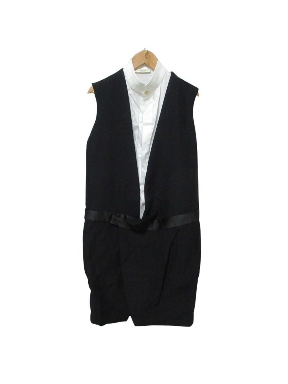 Celine Phoebe Philo Era Layered Asymmetric Long Gilet Dress Black Spring 38